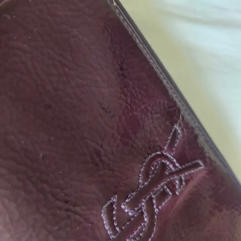 Vintage Saint Lauren Paris Zip Long Wallet Patent Leather Purple - Picture 7 of 11